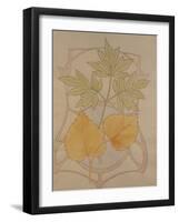 Design with Fig and Vine Leaves and a Sinuous Art Nouveau Motif in the Background.-Koloman Moser-Framed Giclee Print