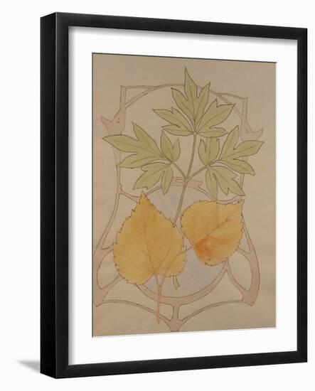 Design with Fig and Vine Leaves and a Sinuous Art Nouveau Motif in the Background.-Koloman Moser-Framed Giclee Print