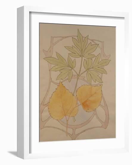 Design with Fig and Vine Leaves and a Sinuous Art Nouveau Motif in the Background.-Koloman Moser-Framed Giclee Print