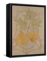 Design with Fig and Vine Leaves and a Sinuous Art Nouveau Motif in the Background.-Koloman Moser-Framed Stretched Canvas