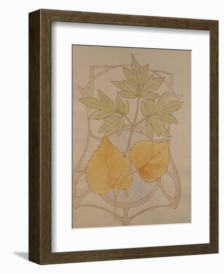 Design with Fig and Vine Leaves and a Sinuous Art Nouveau Motif in the Background.-Koloman Moser-Framed Giclee Print