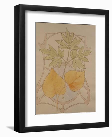 Design with Fig and Vine Leaves and a Sinuous Art Nouveau Motif in the Background.-Koloman Moser-Framed Giclee Print