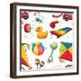 Design with Many Toys-Daniel Cole-Framed Art Print