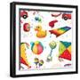 Design with Many Toys-Daniel Cole-Framed Art Print