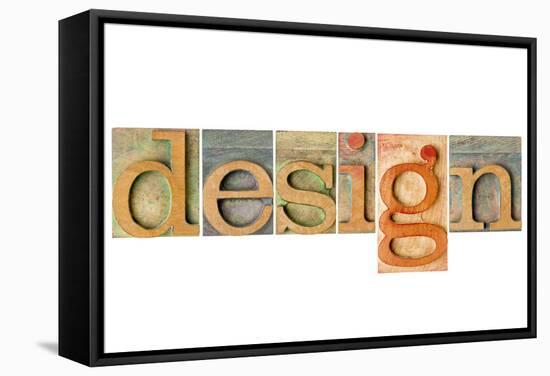 Design Word - a Collage of Isolated Letterpress Wood Type Printing Blocks-PixelsAway-Framed Stretched Canvas