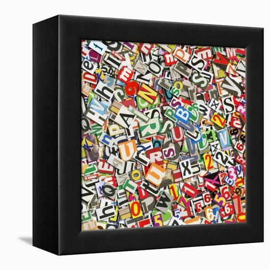 Designed Background. Digital Collage Made Of Newspaper Clippings-donatas1205-Framed Stretched Canvas