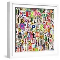 Designed Background. Digital Collage Made Of Newspaper Clippings-donatas1205-Framed Art Print