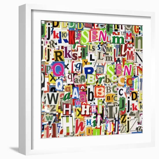 Designed Background. Digital Collage Made Of Newspaper Clippings-donatas1205-Framed Art Print