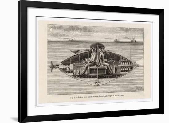 Designed by Claude Goubet in 1885: The First Electrically Powered Submarine-Poyet-Framed Art Print