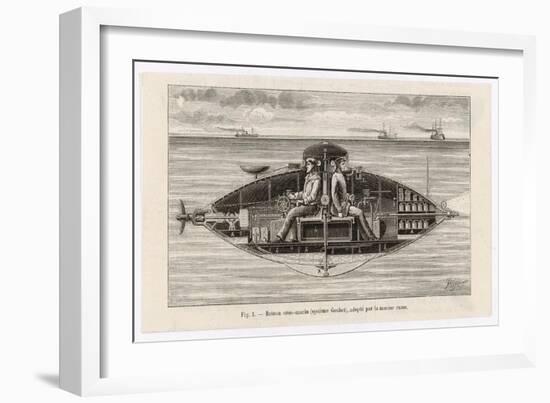 Designed by Claude Goubet in 1885: The First Electrically Powered Submarine-Poyet-Framed Art Print