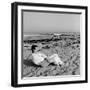 Designer Charles Eames Sitting on a Beach Near His Home-Peter Stackpole-Framed Premium Photographic Print