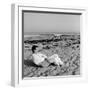 Designer Charles Eames Sitting on a Beach Near His Home-Peter Stackpole-Framed Premium Photographic Print