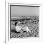 Designer Charles Eames Sitting on a Beach Near His Home-Peter Stackpole-Framed Premium Photographic Print