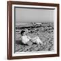 Designer Charles Eames Sitting on a Beach Near His Home-Peter Stackpole-Framed Premium Photographic Print