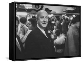 Designer Christian Dior Standing in Dressing Room at Paris Salon Before Showing of His Collection-Loomis Dean-Framed Stretched Canvas