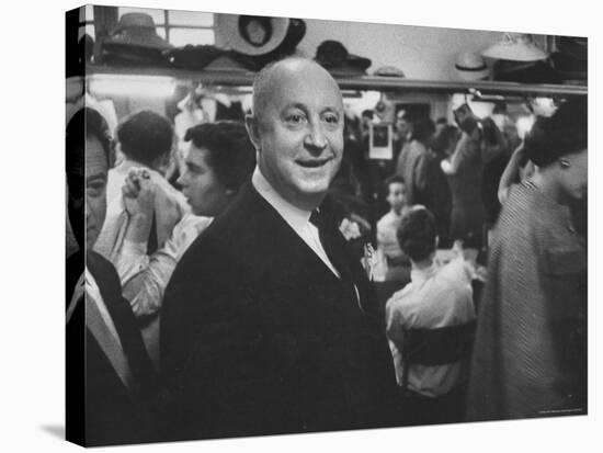 Designer Christian Dior Standing in Dressing Room at Paris Salon Before Showing of His Collection-Loomis Dean-Stretched Canvas