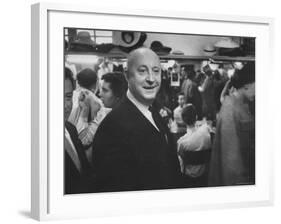 Designer Christian Dior Standing in Dressing Room at Paris Salon Before Showing of His Collection-Loomis Dean-Framed Premium Photographic Print