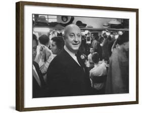 Designer Christian Dior Standing in Dressing Room at Paris Salon Before Showing of His Collection-Loomis Dean-Framed Premium Photographic Print