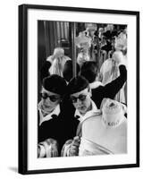 Designer Edith Head Holding Up Material, Working on Costume for a Movie-Allan Grant-Framed Premium Photographic Print