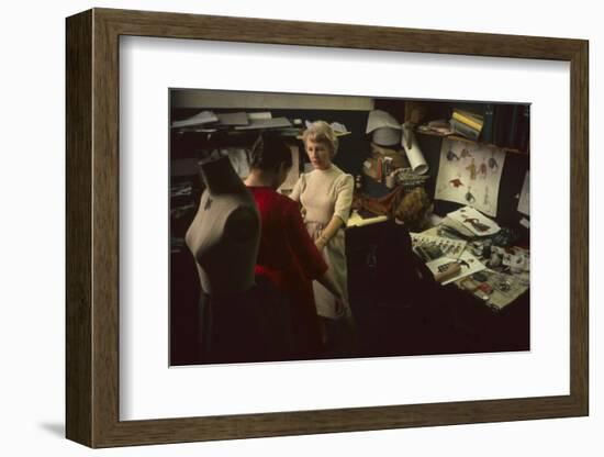 Designer Ricci Kilsdonk Fits a Model in Haymaker Line at David Crystal Inc, New York, 1960-Walter Sanders-Framed Photographic Print