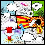 Comic Book Explosion Elements-Designer_things-Laminated Art Print