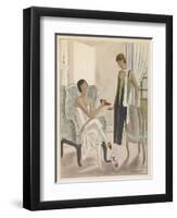 Designs by Perugia: White Strapless Dress with Red and Gold Shoes-Jean Grangier-Framed Art Print