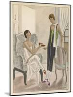 Designs by Perugia: White Strapless Dress with Red and Gold Shoes-Jean Grangier-Mounted Art Print