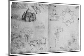 Designs for a Centralized Building, Late 15th or Early 16th Century-Leonardo da Vinci-Mounted Giclee Print