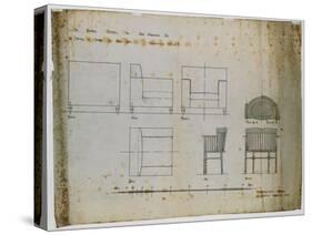 Designs for an Upholstered Chair and a Spindle Chair Shown in Elevation and Plans, 1909-Charles Rennie Mackintosh-Stretched Canvas