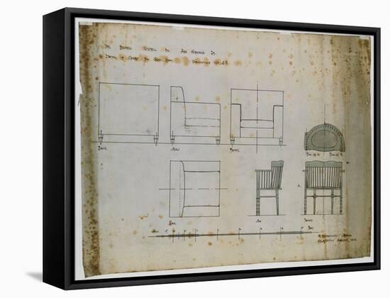 Designs for an Upholstered Chair and a Spindle Chair Shown in Elevation and Plans, 1909-Charles Rennie Mackintosh-Framed Stretched Canvas