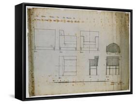 Designs for an Upholstered Chair and a Spindle Chair Shown in Elevation and Plans, 1909-Charles Rennie Mackintosh-Framed Stretched Canvas