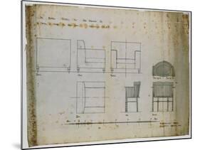 Designs for an Upholstered Chair and a Spindle Chair Shown in Elevation and Plans, 1909-Charles Rennie Mackintosh-Mounted Giclee Print