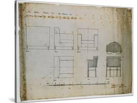 Designs for an Upholstered Chair and a Spindle Chair Shown in Elevation and Plans, 1909-Charles Rennie Mackintosh-Stretched Canvas