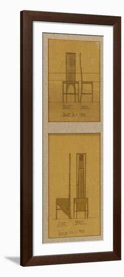 Designs for Chairs Shown in Front and Side Elevations, for the Room De Luxe, Willow Tea Rooms, 1903-Charles Rennie Mackintosh-Framed Premium Giclee Print