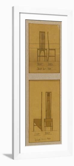 Designs for Chairs Shown in Front and Side Elevations, for the Room De Luxe, Willow Tea Rooms, 1903-Charles Rennie Mackintosh-Framed Giclee Print