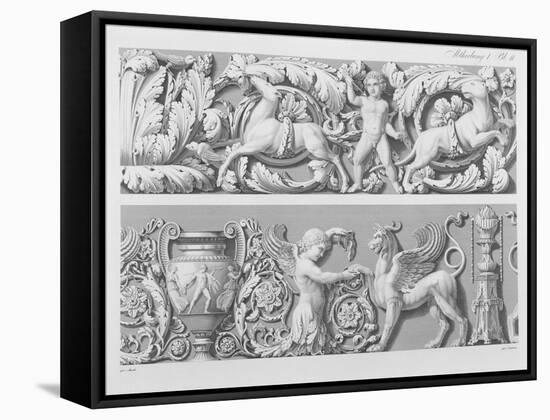 Designs for Classical Friezes, from 'Precision Book of Drawings', 1856 (Engraving)-German-Framed Stretched Canvas