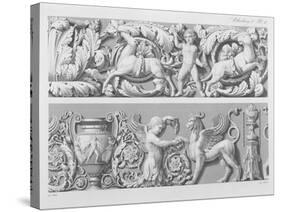 Designs for Classical Friezes, from 'Precision Book of Drawings', 1856 (Engraving)-German-Stretched Canvas