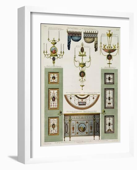 Designs for Curtain Cornices, Girandoles and Folding Doors, 1774-Robert Adam-Framed Giclee Print