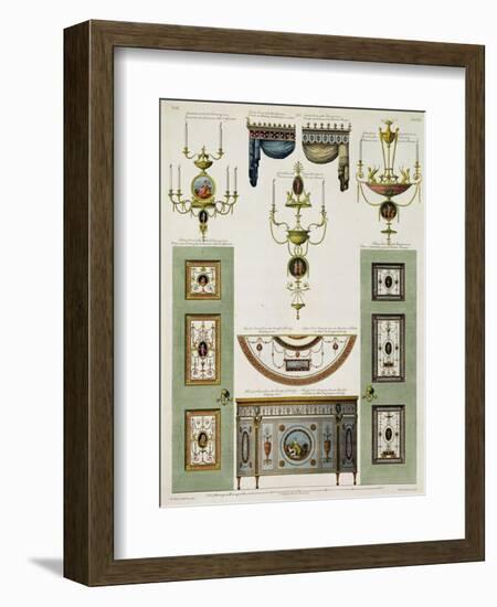 Designs for Curtain Cornices, Girandoles and Folding Doors, 1774-Robert Adam-Framed Giclee Print