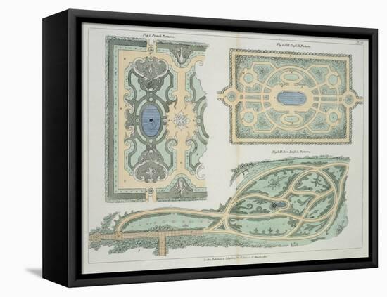 Designs for French, Old English and Modern English Parterres-English School-Framed Stretched Canvas