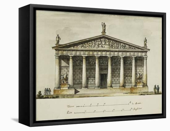 Designs for the Riding School of the Horse Guards, St. Petersburg: Elevations, Section and Ground…-Giacomo Quarenghi-Framed Stretched Canvas