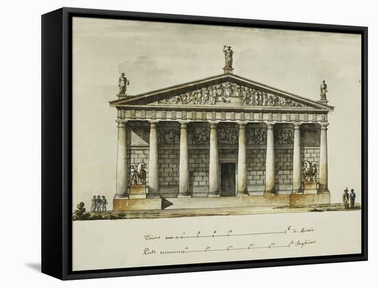 Designs for the Riding School of the Horse Guards, St. Petersburg: Elevations, Section and Ground…-Giacomo Quarenghi-Framed Stretched Canvas