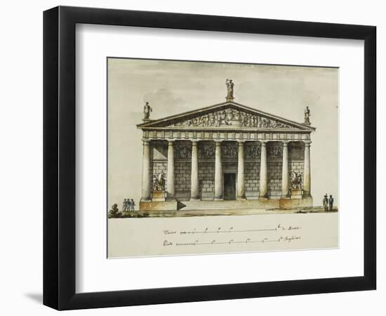 Designs for the Riding School of the Horse Guards, St. Petersburg: Elevations, Section and Ground…-Giacomo Quarenghi-Framed Giclee Print