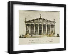 Designs for the Riding School of the Horse Guards, St. Petersburg: Elevations, Section and Ground…-Giacomo Quarenghi-Framed Giclee Print