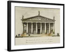 Designs for the Riding School of the Horse Guards, St. Petersburg: Elevations, Section and Ground…-Giacomo Quarenghi-Framed Giclee Print