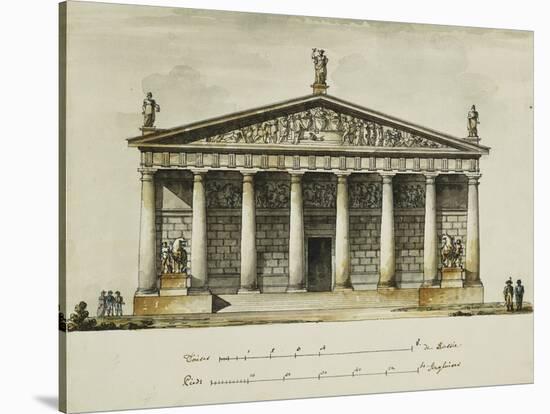 Designs for the Riding School of the Horse Guards, St. Petersburg: Elevations, Section and Ground…-Giacomo Quarenghi-Stretched Canvas