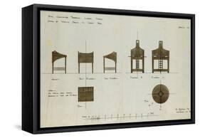 Designs for Writing Desks Shown in Front and Side Elevation, 1909, for the Ingram Street Tea Rooms-Charles Rennie Mackintosh-Framed Stretched Canvas