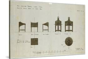 Designs for Writing Desks Shown in Front and Side Elevations, for the Ingram Street Tea Rooms, 1909-Charles Rennie Mackintosh-Stretched Canvas