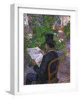 Desire Dihau (Reading a Newspaper in the Garden), 1890-Henri de Toulouse-Lautrec-Framed Giclee Print