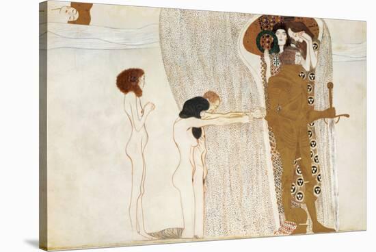 Desire of Happiness, Beethoven Frieze (detail), 1902-Gustav Klimt-Stretched Canvas